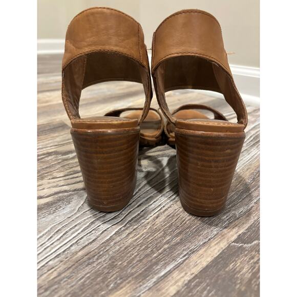 Sorel Nadia Sandal Camel Leather Block Heel - Picture 3 of 12